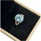 PT900 Natural Aquamarine & Diamond Ladies Ring