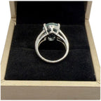 PT900 Natural Aquamarine & Diamond Ladies Ring
