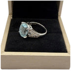 PT900 Natural Aquamarine & Diamond Ladies Ring
