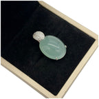 PT900 Natural Aquamarine Cat’s Eye & Diamond Pendant