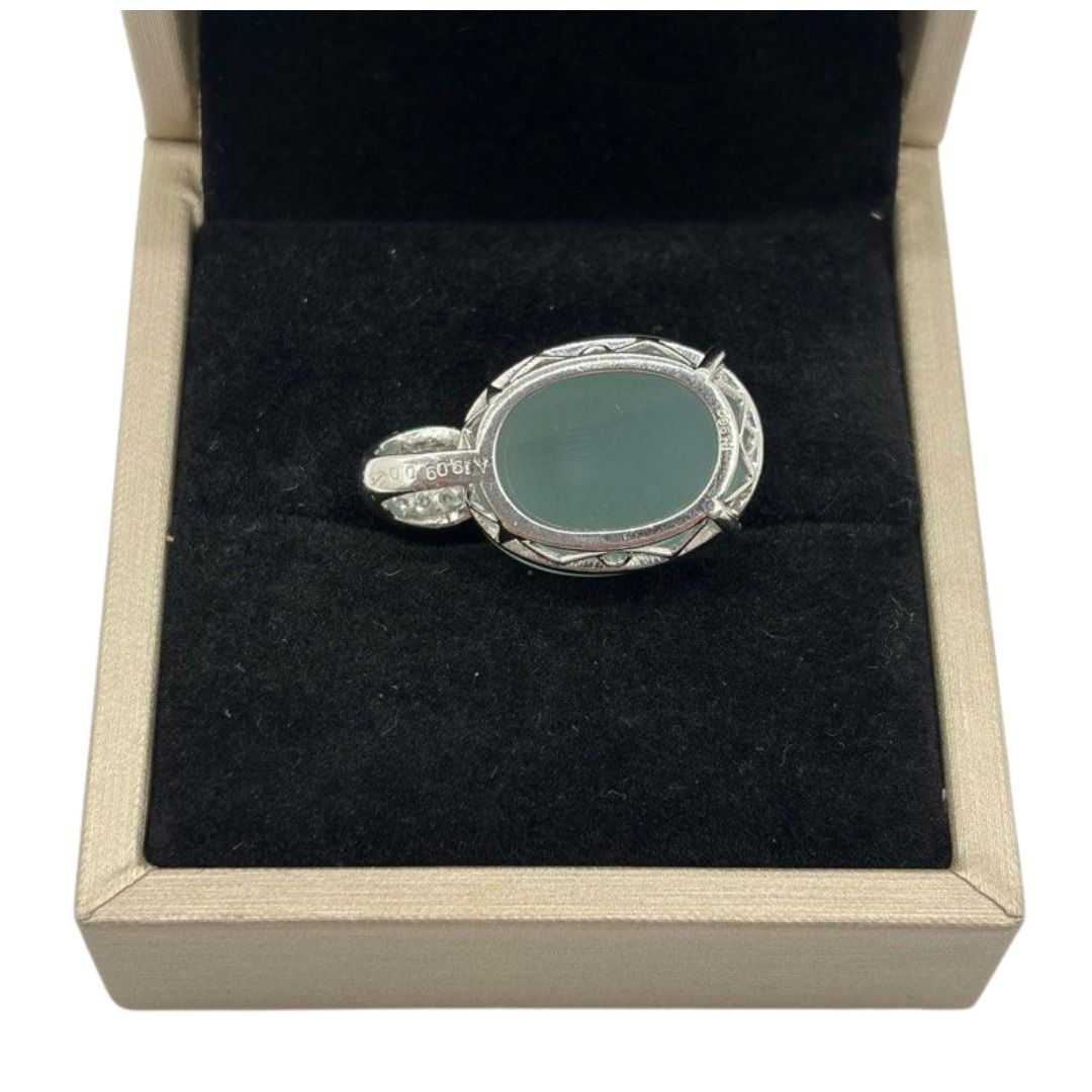 PT900 Natural Aquamarine Cat’s Eye & Diamond Pendant