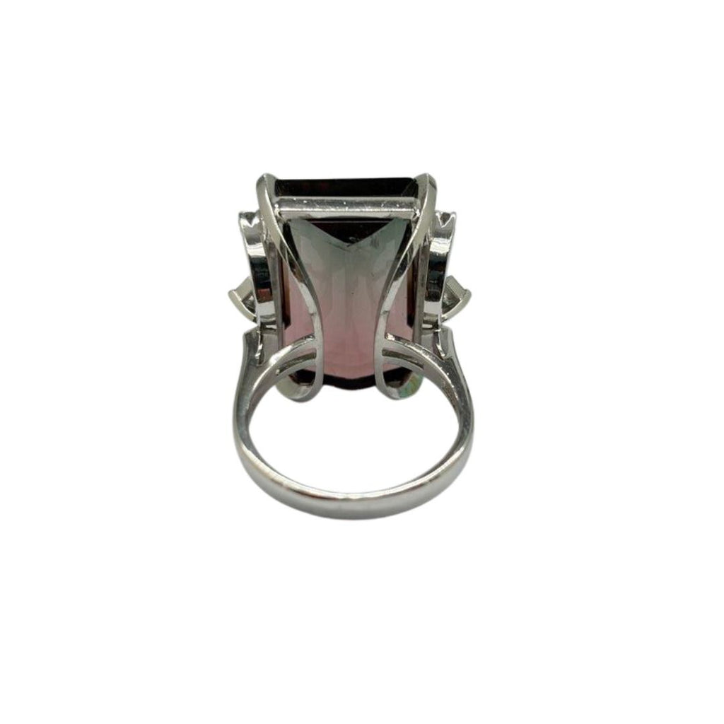 PT900 Natural Bi-Colour Tourmaline & Diamond Ring