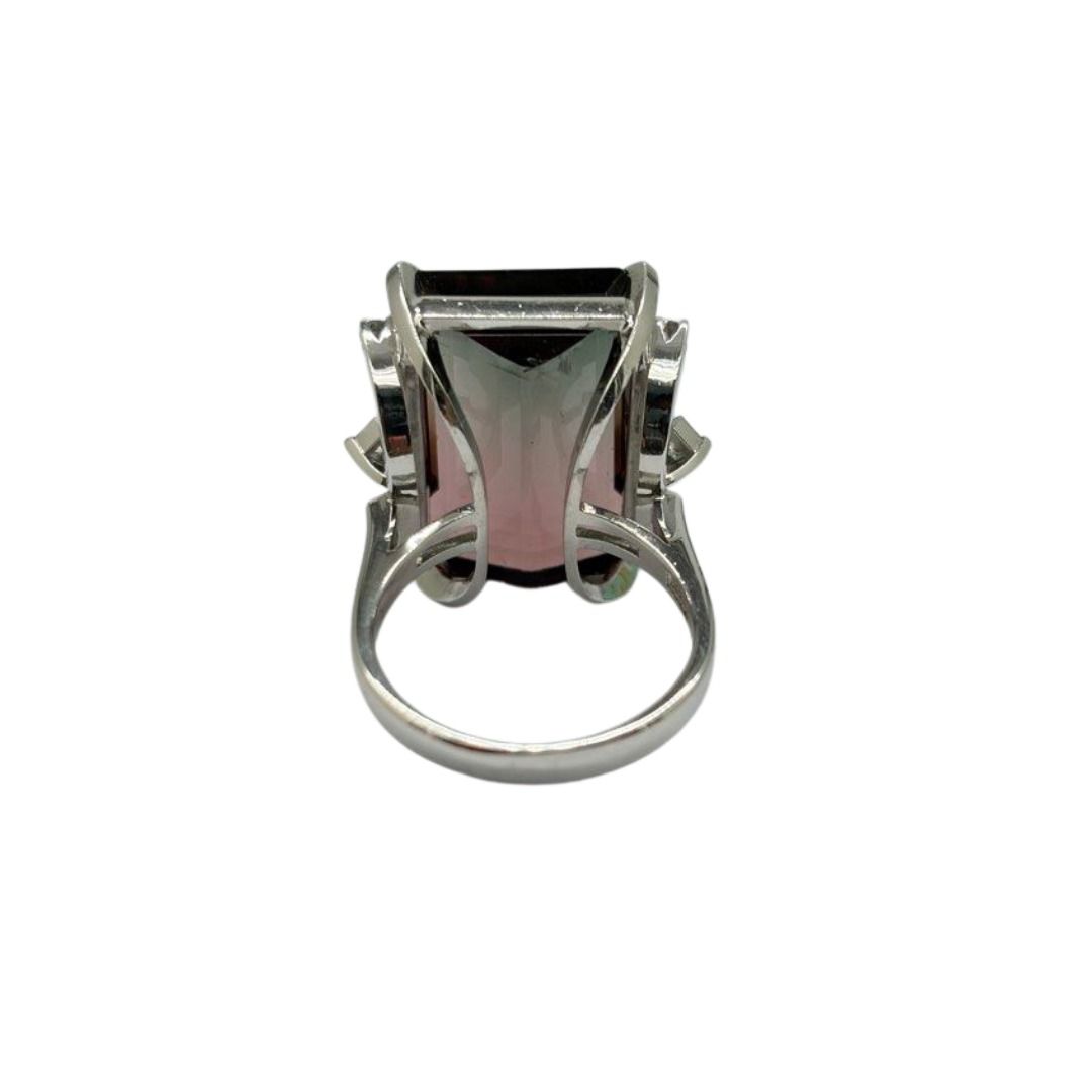 PT900 Natural Bi-Colour Tourmaline & Diamond Ring