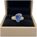 PT900 Natural Boulder Opal & Diamond Ring