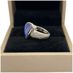 PT900 Natural Boulder Opal & Diamond Ring