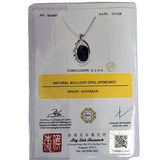 PT900 Natural Boulder Opal & Diamond Pendant W/Cert