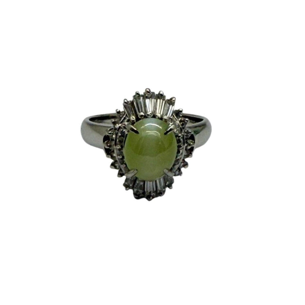 PT900 Natural Cat’s Eye & Diamond Ring