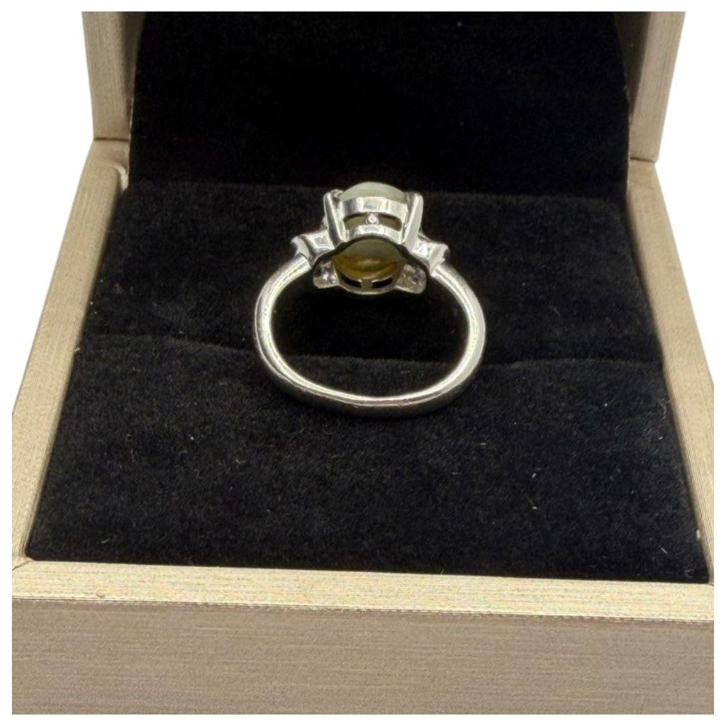 PT900 Natural Cat’s Eye & Diamond Ladies Ring