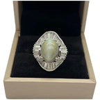 PT900 Natural Cat’s Eye Chrysoberyl & Diamond Ladies Ring