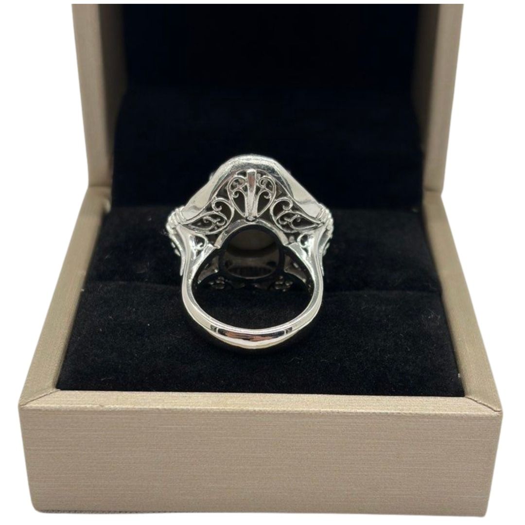 PT900 Natural Cat’s Eye Chrysoberyl & Diamond Ladies Ring
