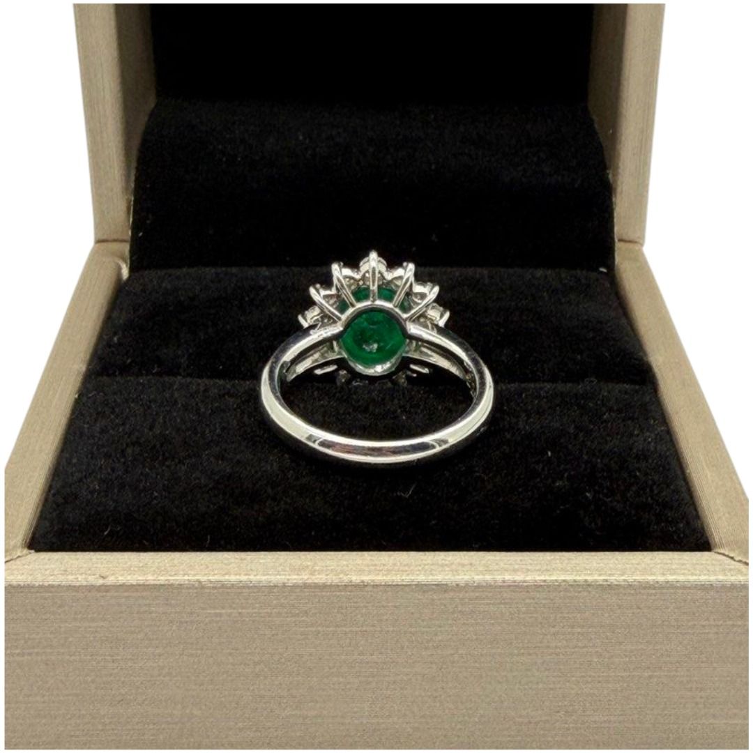 PT900 Natural Emerald (Colombia) & Diamond Ring