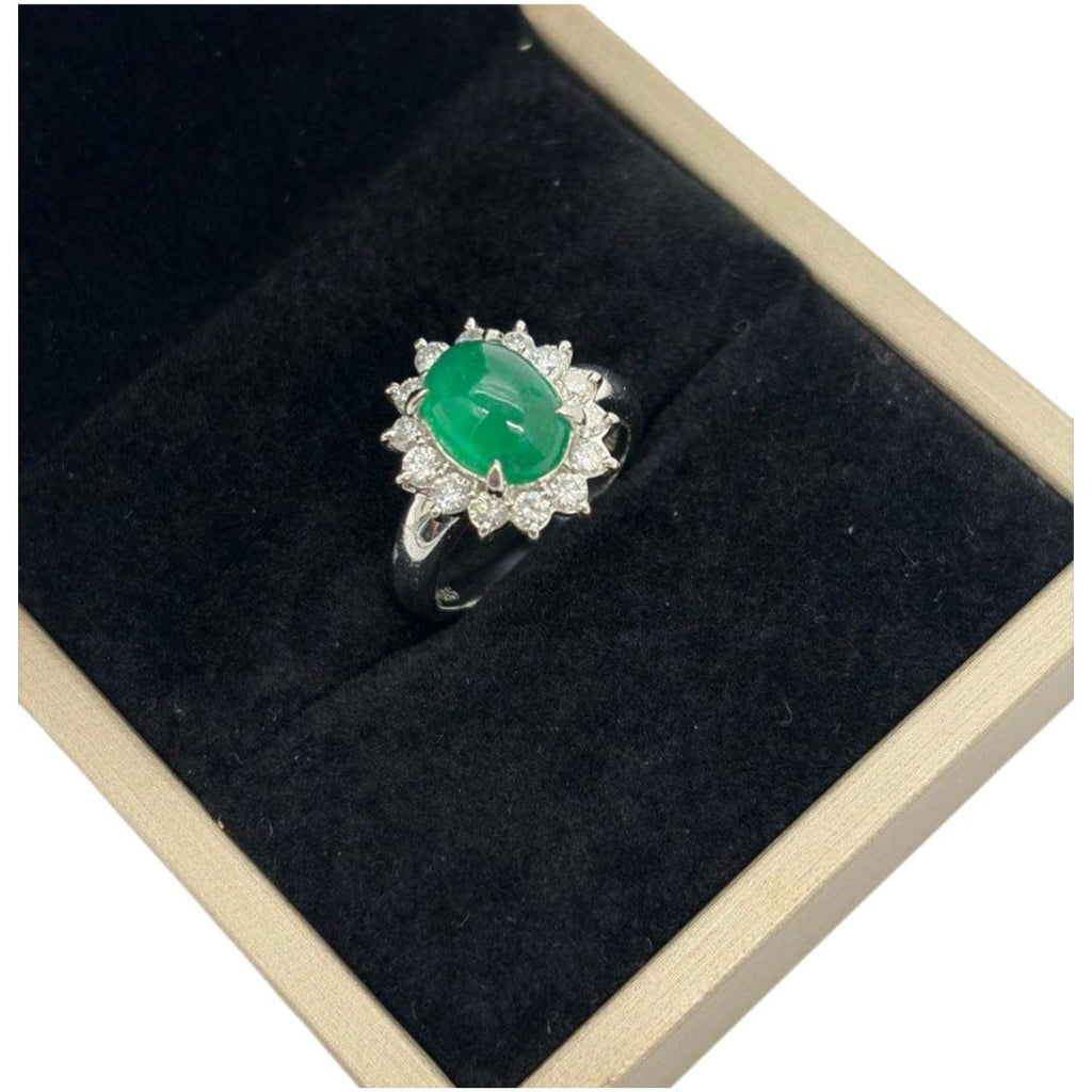 PT900 Natural Emerald (Colombia) & Diamond Ring