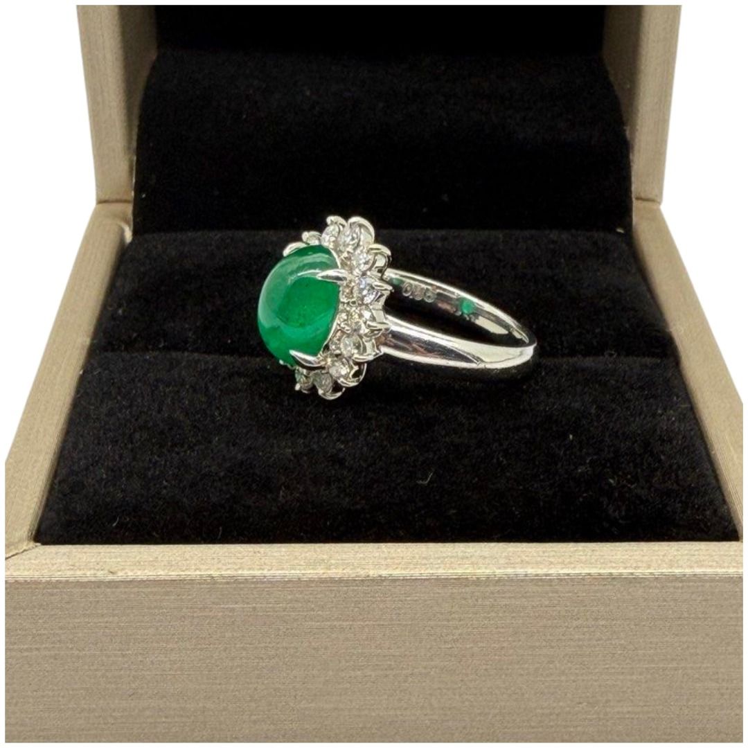 PT900 Natural Emerald (Colombia) & Diamond Ring