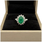 PT900 Natural Emerald (Colombia) & Diamond Ring