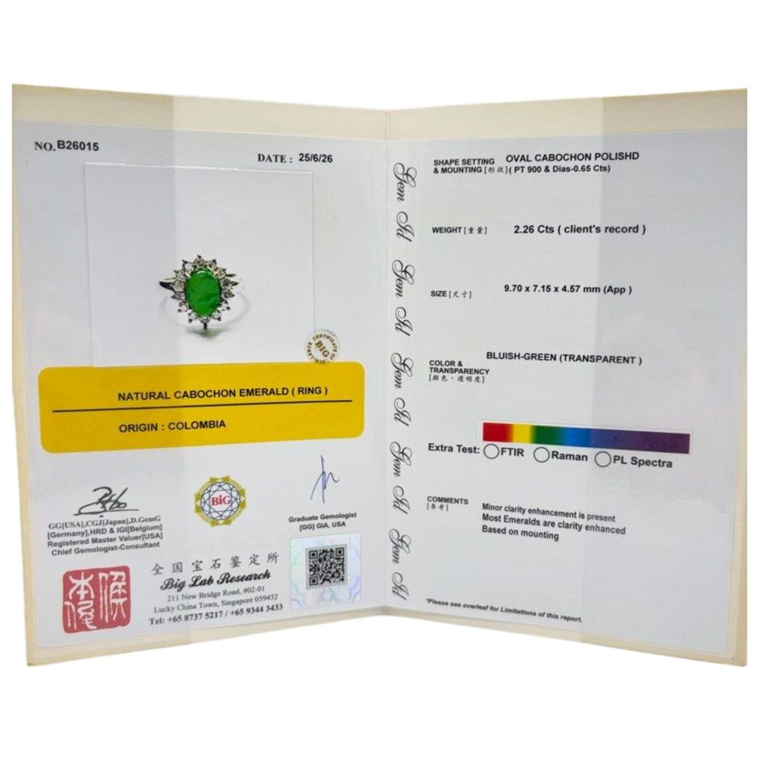 PT900 Natural Emerald (Colombia) & Diamond Ring Secondary image