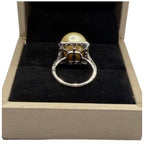 PT900 Natural South Sea Pearl & Diamond Ladies Ring