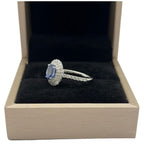 PT900 Natural Un-Heated Blue Sapphire & Diamond Ladies Ring