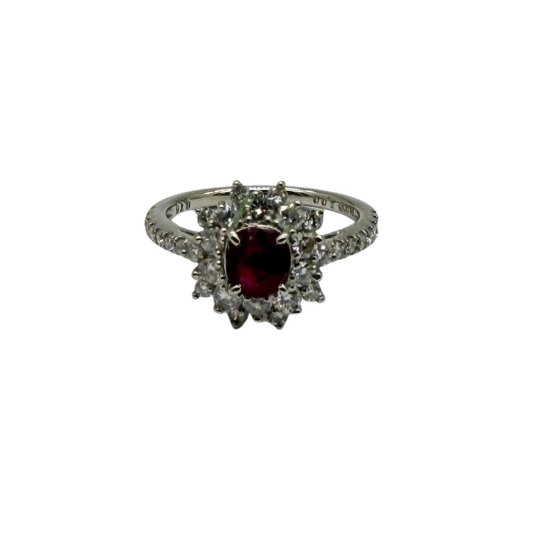 PT900 Un-Heat Natural Ruby & Diamond Ring (GIA Cert)