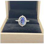 PT900 Unheated Natural Cornflower Blue Sapphire & Diamond Ring