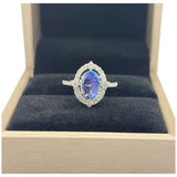 PT900 Unheated Natural Cornflower Blue Sapphire & Diamond Ring
