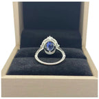 PT900 Unheated Natural Cornflower Blue Sapphire & Diamond Ring
