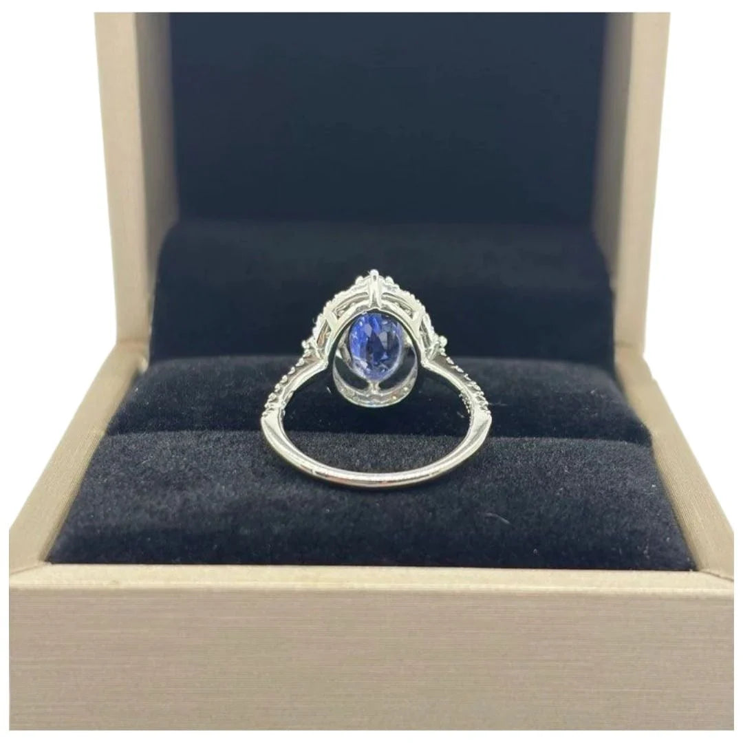 PT900 Unheated Natural Cornflower Blue Sapphire & Diamond Ring