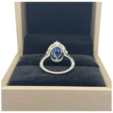 PT900 Unheated Natural Cornflower Blue Sapphire & Diamond Ring