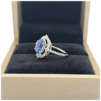 PT900 Unheated Natural Cornflower Blue Sapphire & Diamond Ring