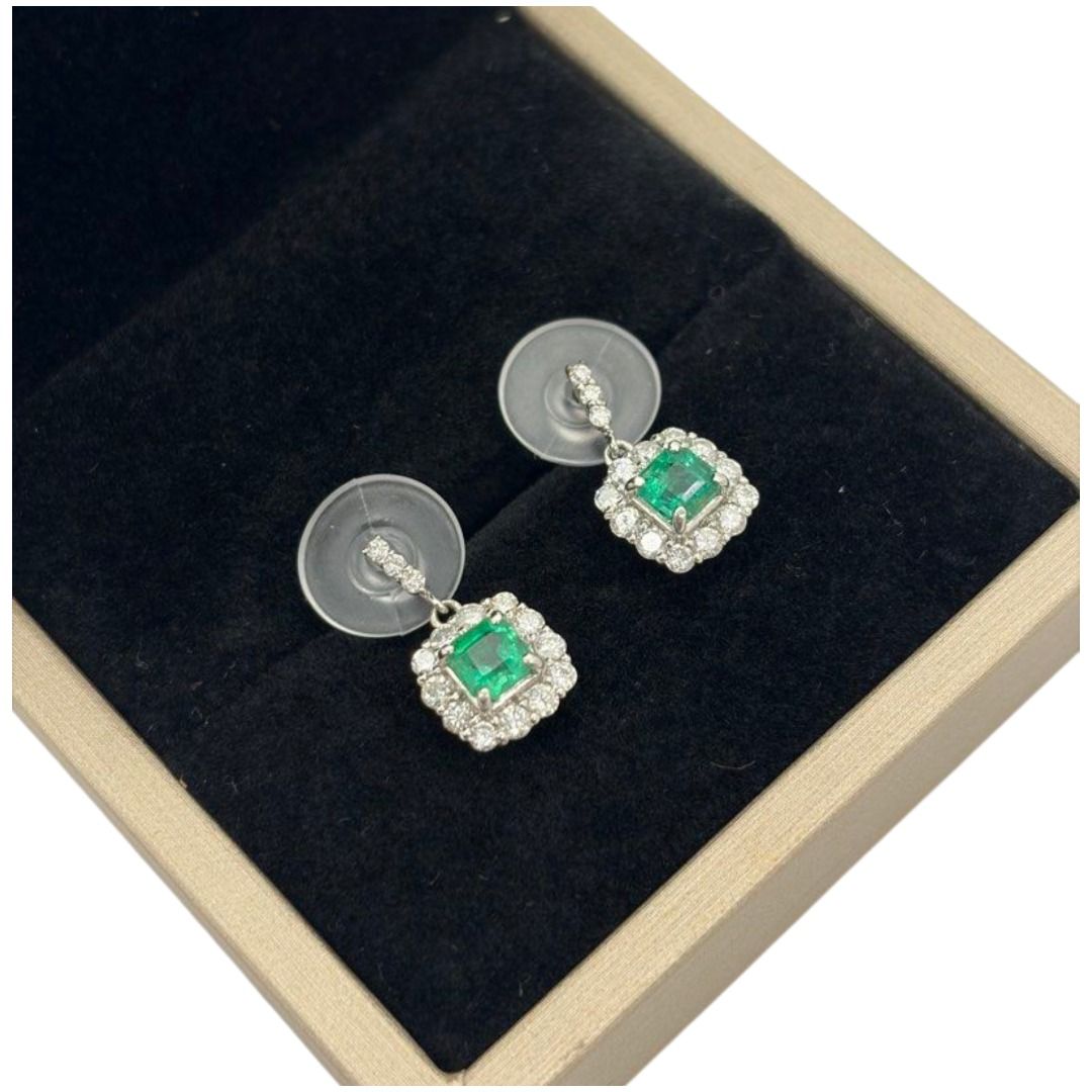 PT950 Natural Emerald (Colombia) & Diamond Earring Main image