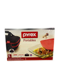 Pyrex 1102267 Portables Glass Bakeware and Food Storage Set (Black Carrier, 9-Piece Double Decker, BPA-Free)