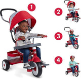 Radio Flyer Stroll 'N Trike - 4-in-1 Toddler Tricycle, Red, Ages 1-5