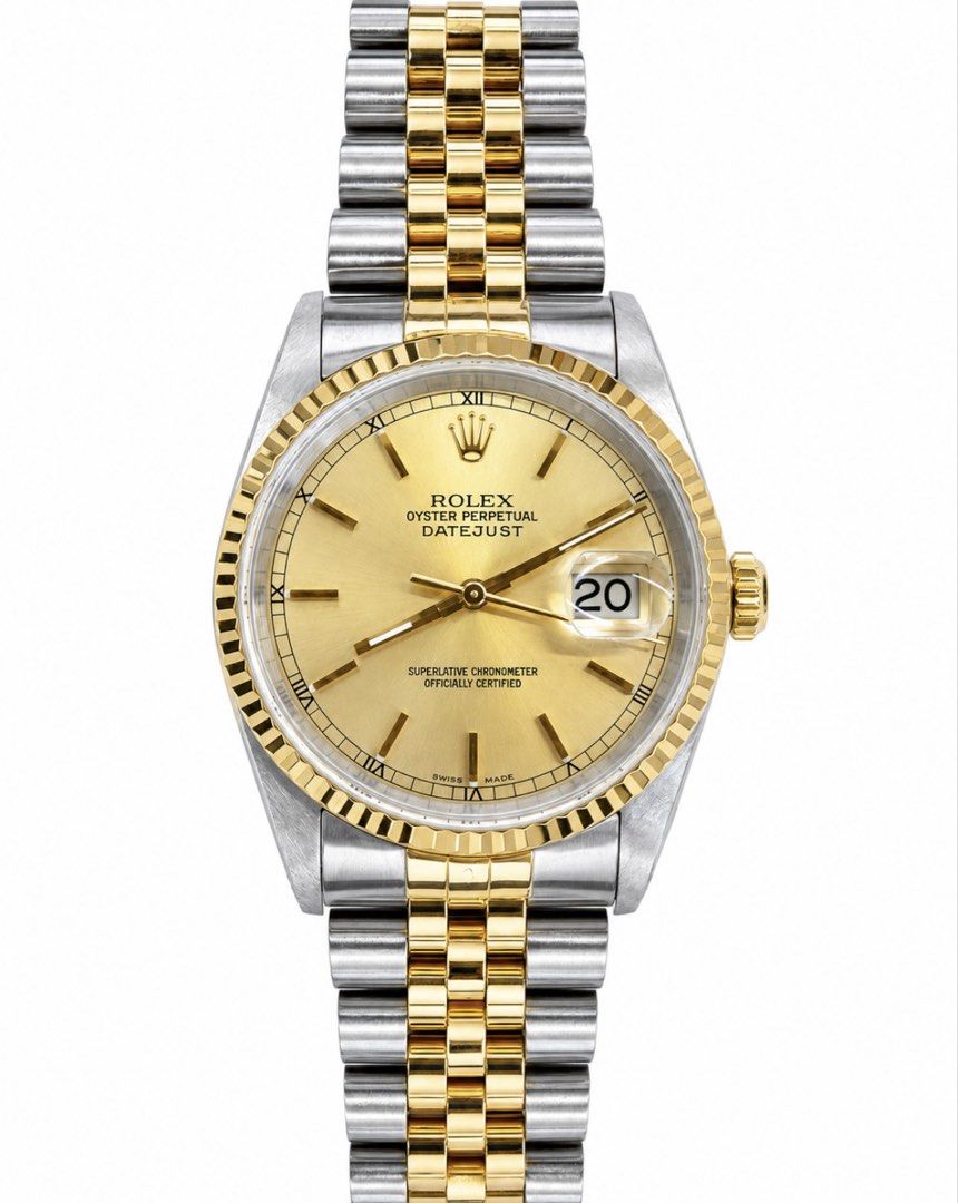 Rolex Datejust 16233 36mm Half Gold Automatic Gold Dial Watch