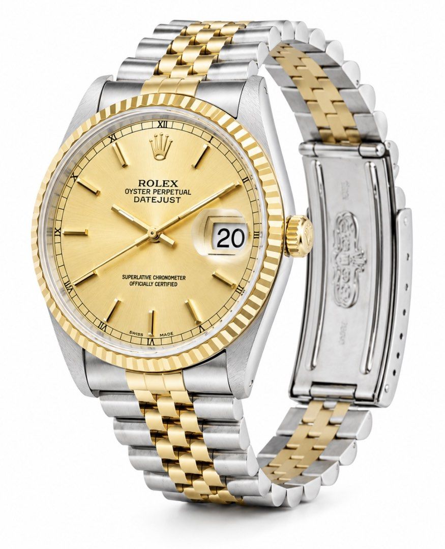 Rolex Datejust 16233 36mm Half Gold Automatic Gold Dial Watch