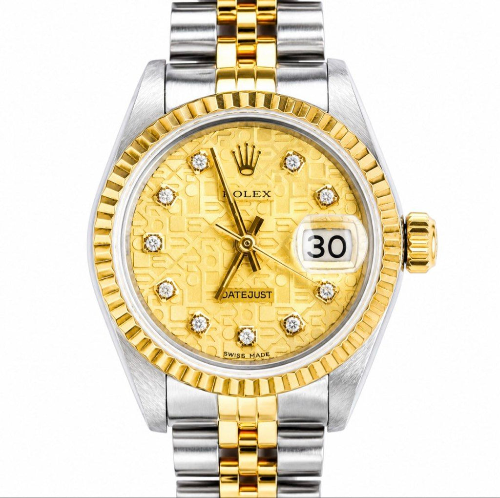 Rolex Datejust 69173 26mm Half Gold Diamond Automatic Comp Dial Watch