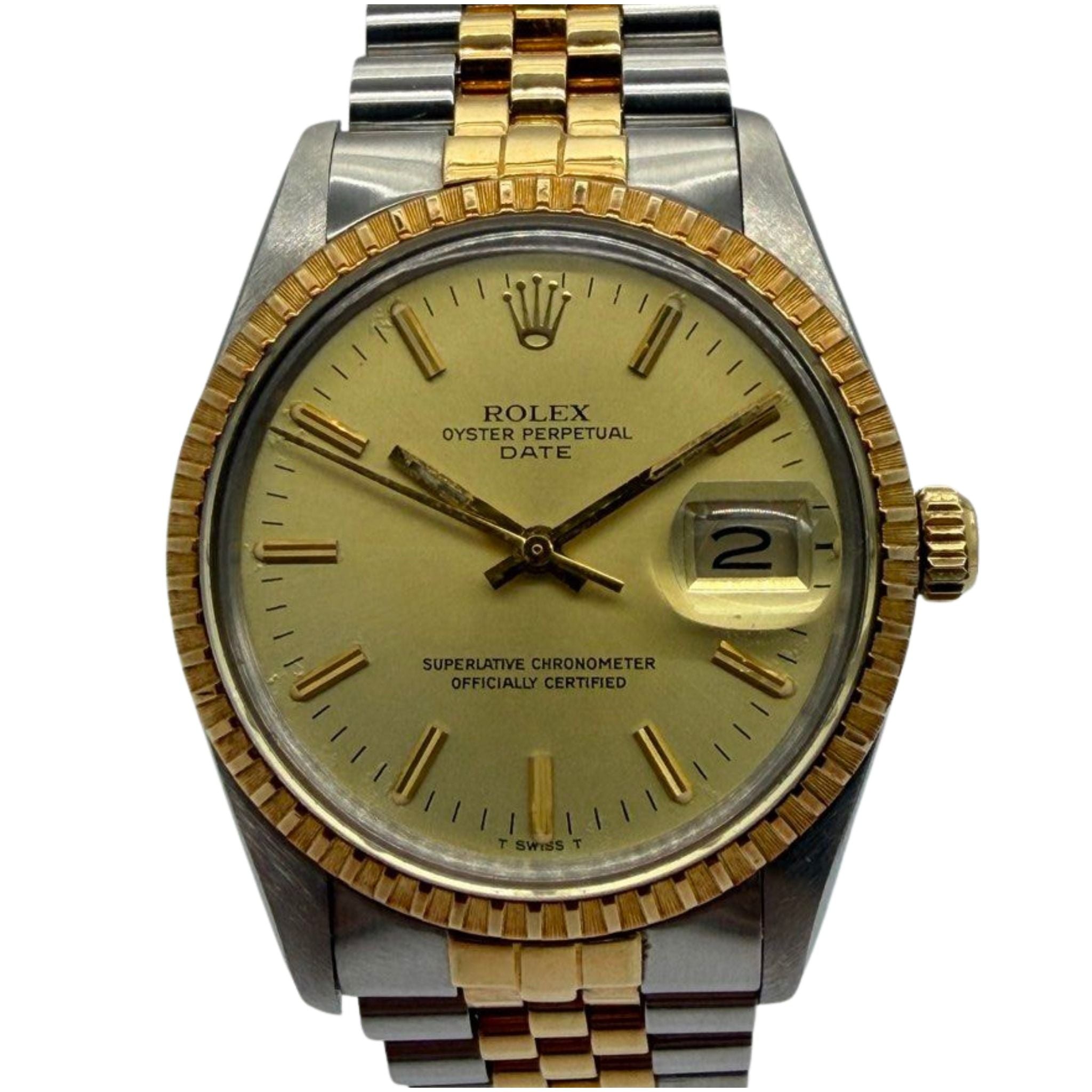 Rolex Oyster Perpetual Date 15053 34mm Half Gold Automatic Watch Main image