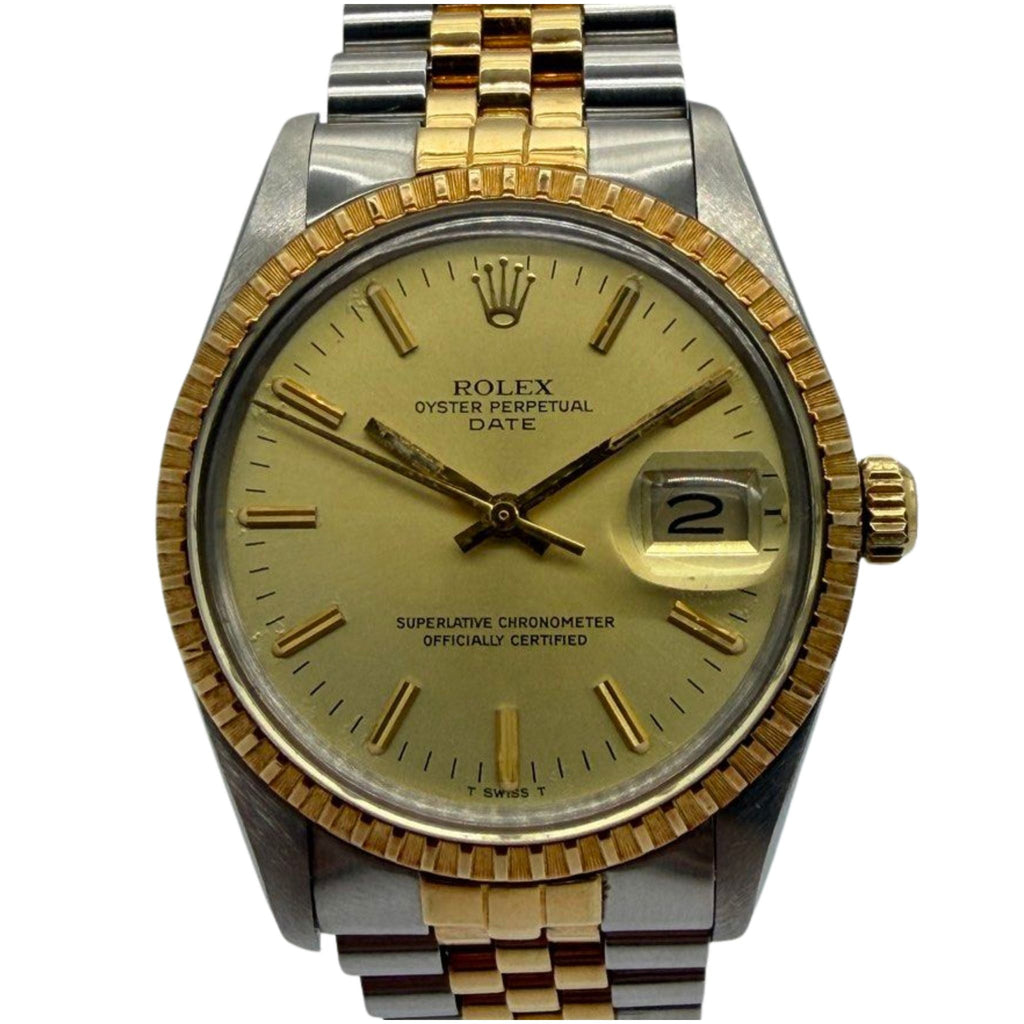 Rolex Oyster Perpetual Date 15053 34mm Half Gold Automatic Watch
