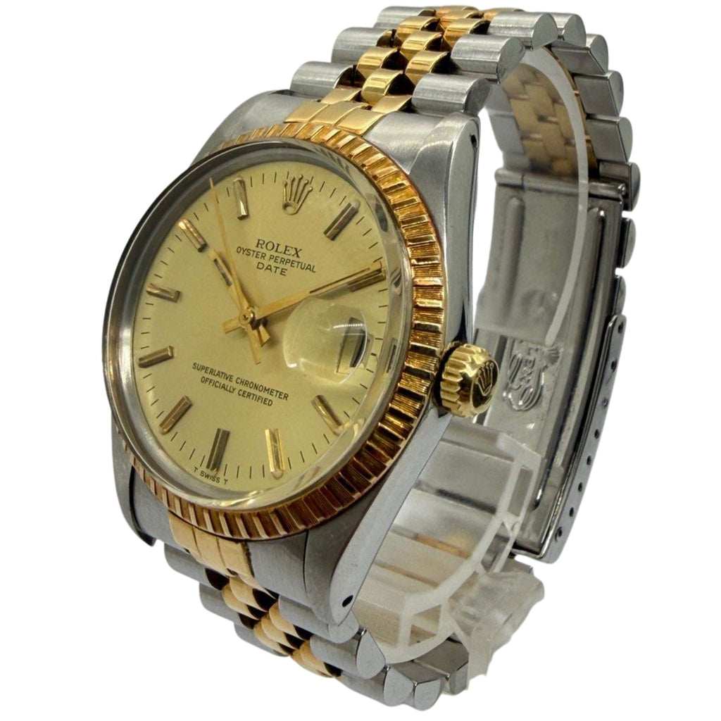Rolex Oyster Perpetual Date 15053 34mm Half Gold Automatic Watch