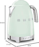 Smeg KLF04PGUK Variable Temperature Electric Kettle, 1.7L, Pastel Green