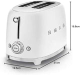 Smeg TSF01WHMUK 2-Slice Toaster, Matte White