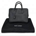 Saint Laurent Leather Briefcase – Black