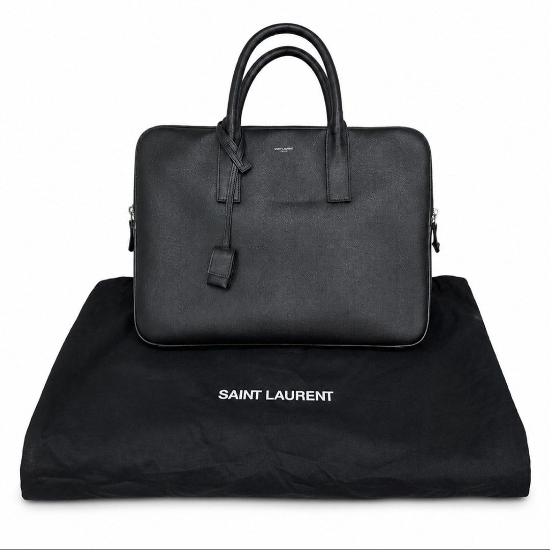 Saint Laurent Leather Briefcase – Black