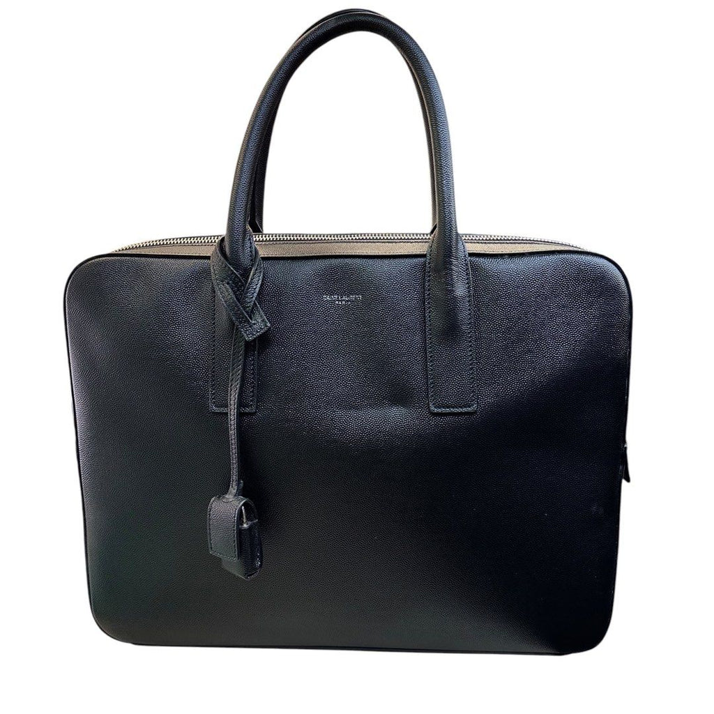 Saint Laurent Leather Briefcase – Black