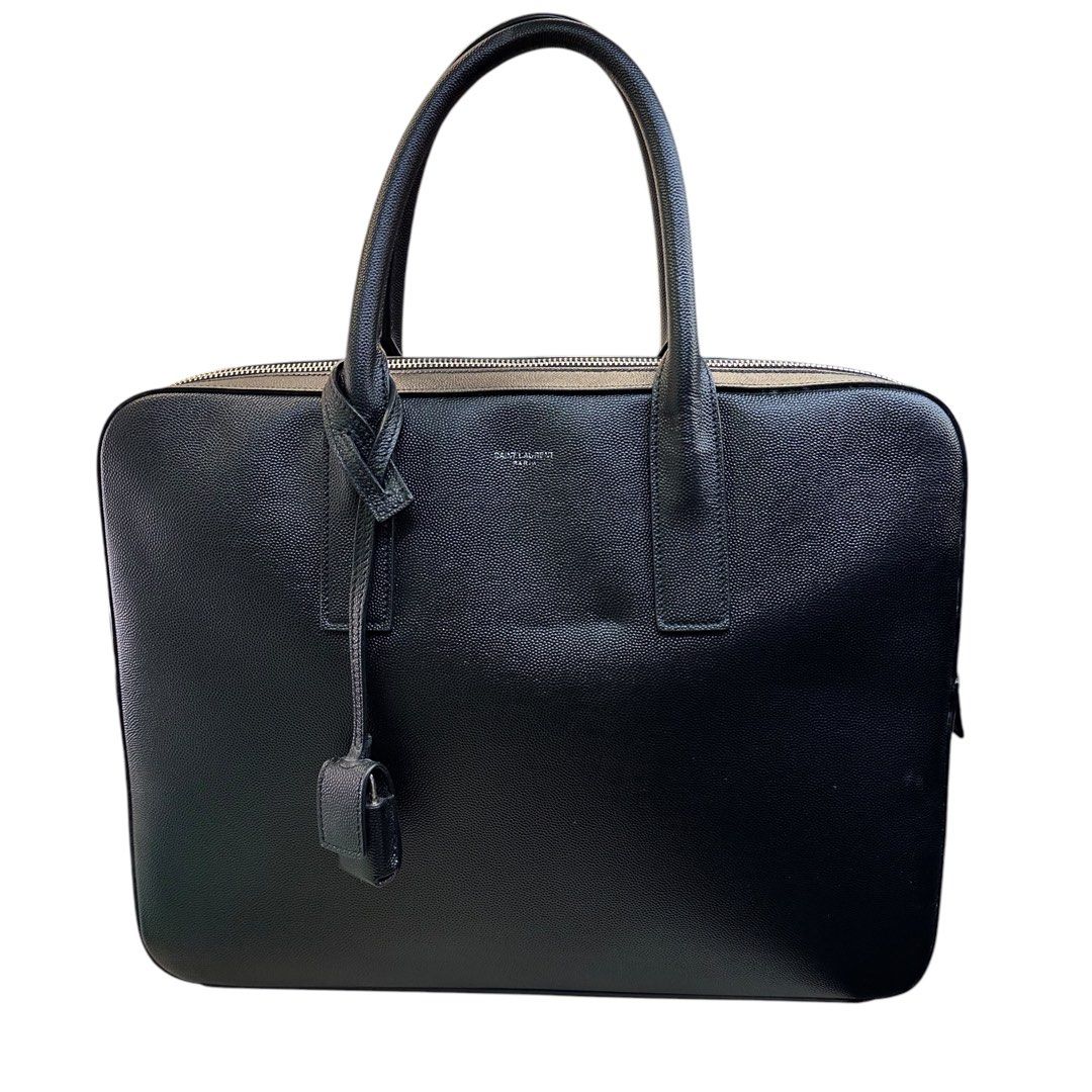 Saint Laurent Leather Briefcase – Black