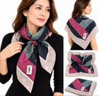 Saint Laurent YSL Multicolour Geometric Print Square Scarf