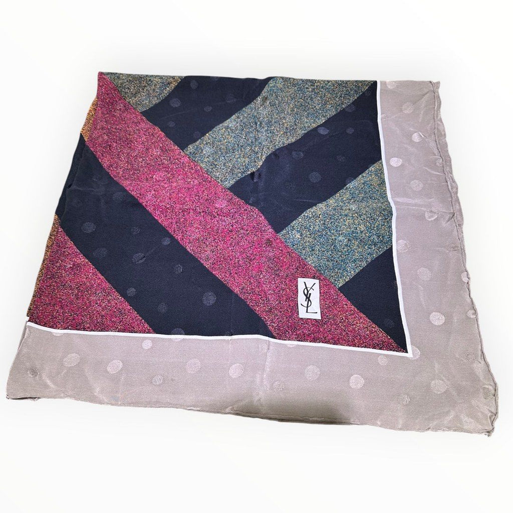 Saint Laurent YSL Multicolour Geometric Print Square Scarf