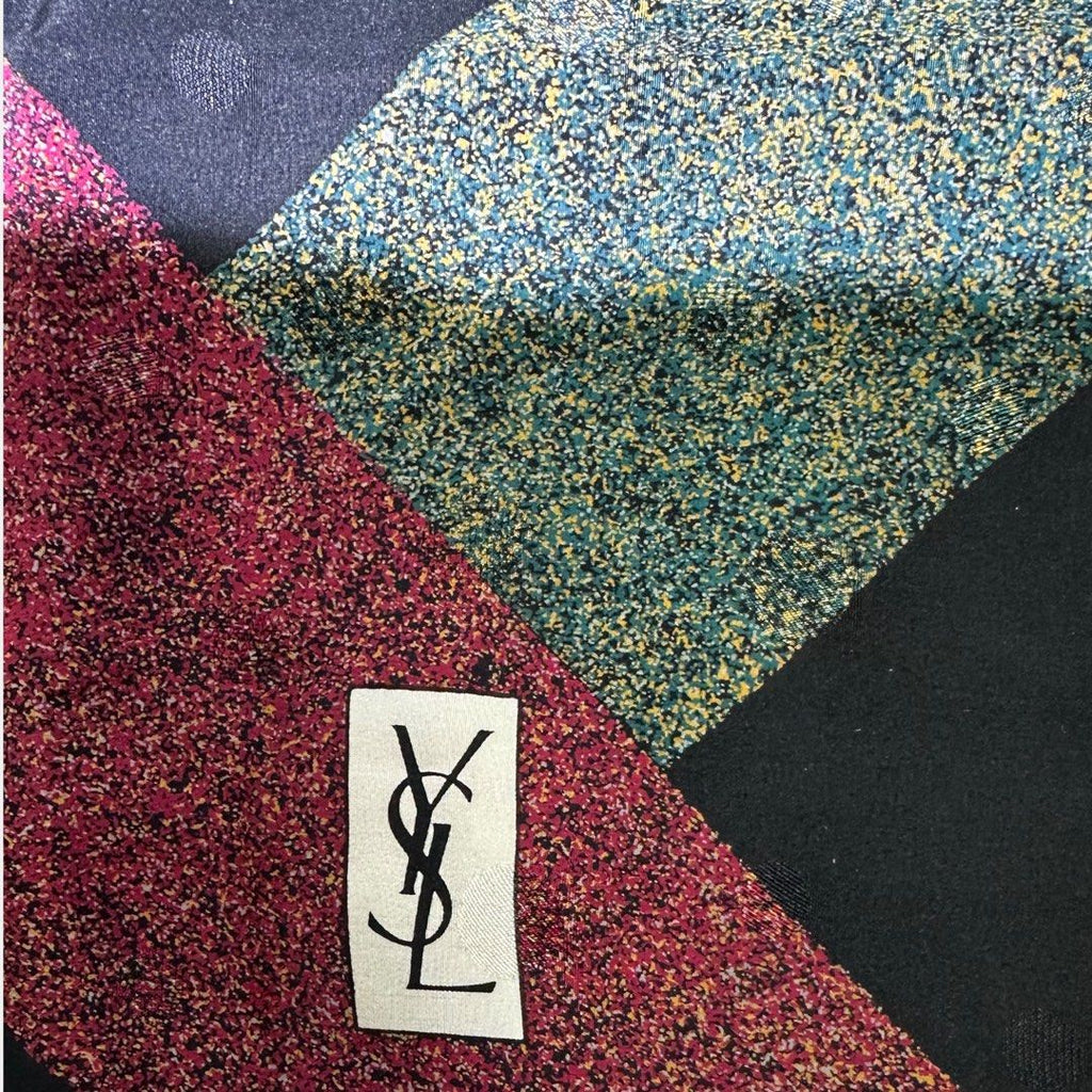 Saint Laurent YSL Multicolour Geometric Print Square Scarf