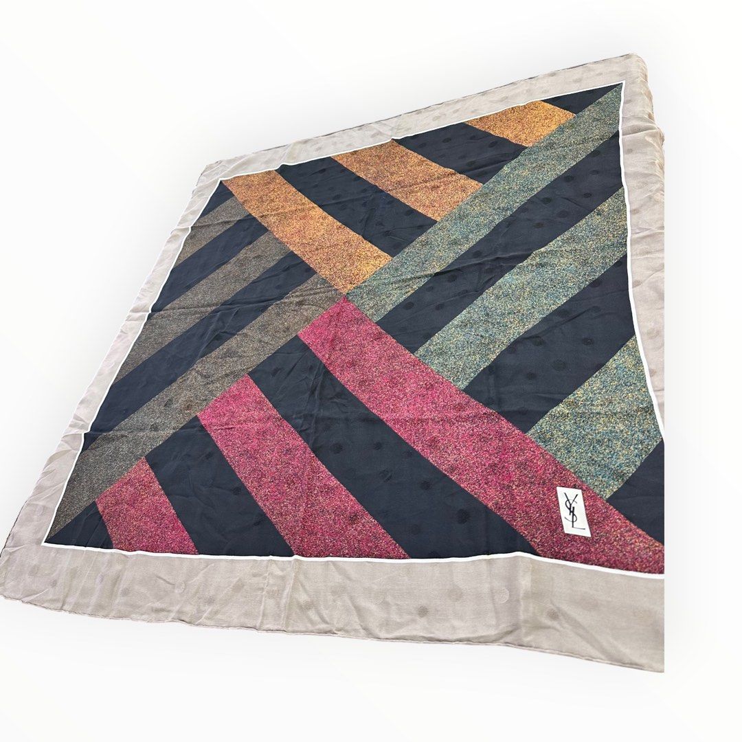 Saint Laurent YSL Multicolour Geometric Print Square Scarf