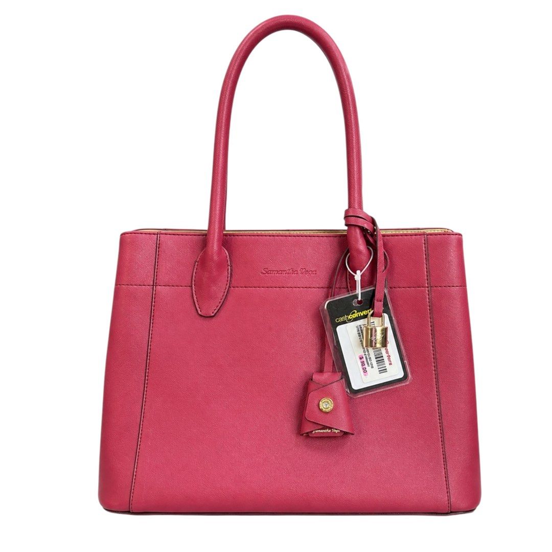 Samantha Vega Saffiano Leather Tote Bag – Wine Red