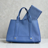 Anteprima Blue Leather Tote Bag with Pouch (H23 x L32 x W17 cm)