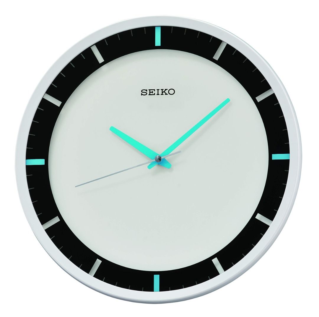 Seiko 12 Inch Mari Art Deco Wall Clock, Matte White